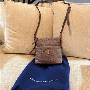 Dooney & Bourke Brown Ostrich-Embossed Crossbody Bag
